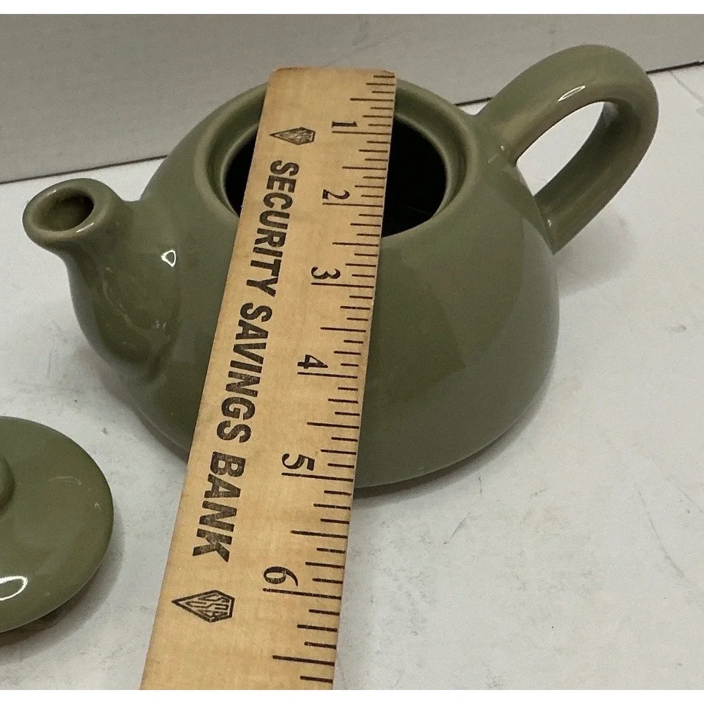 Pier 1 Tea for One Set Sage Green Ceramic Stackable Teapot and Cup Small Minimal